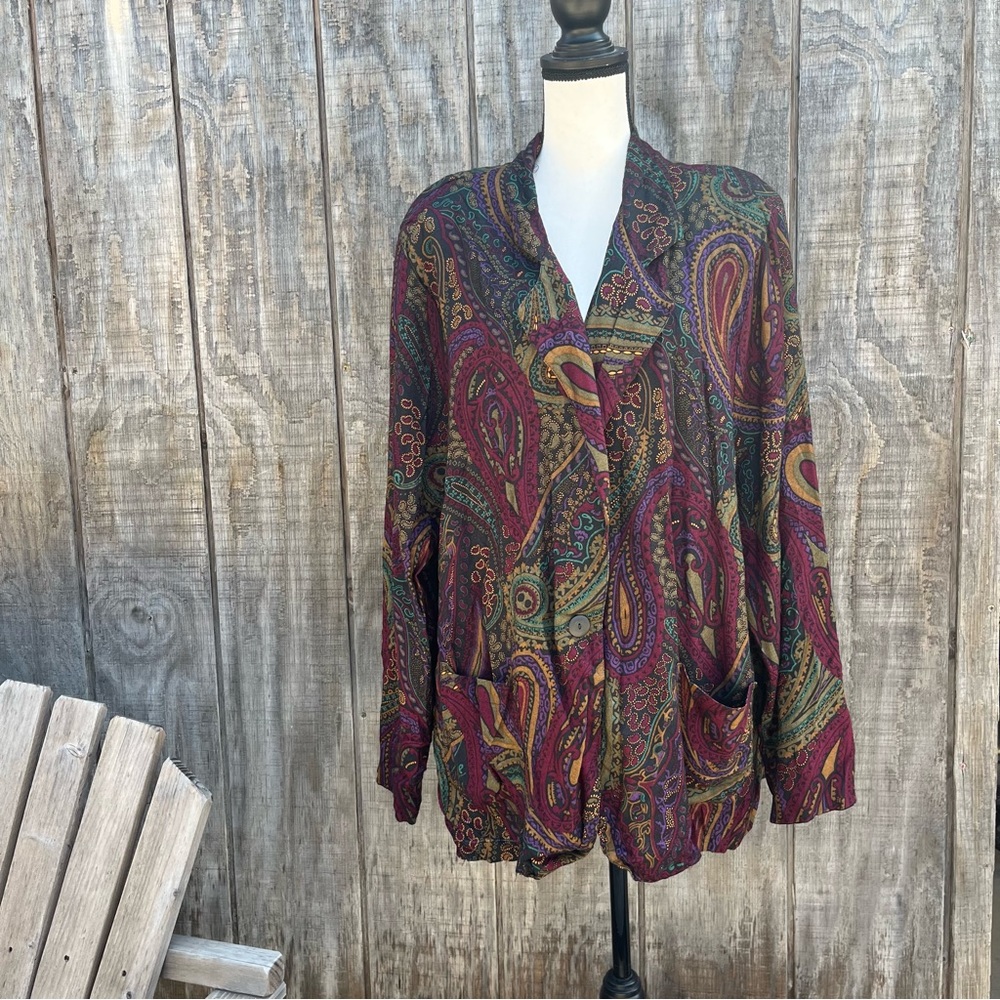 Vintage paisley one button duster
